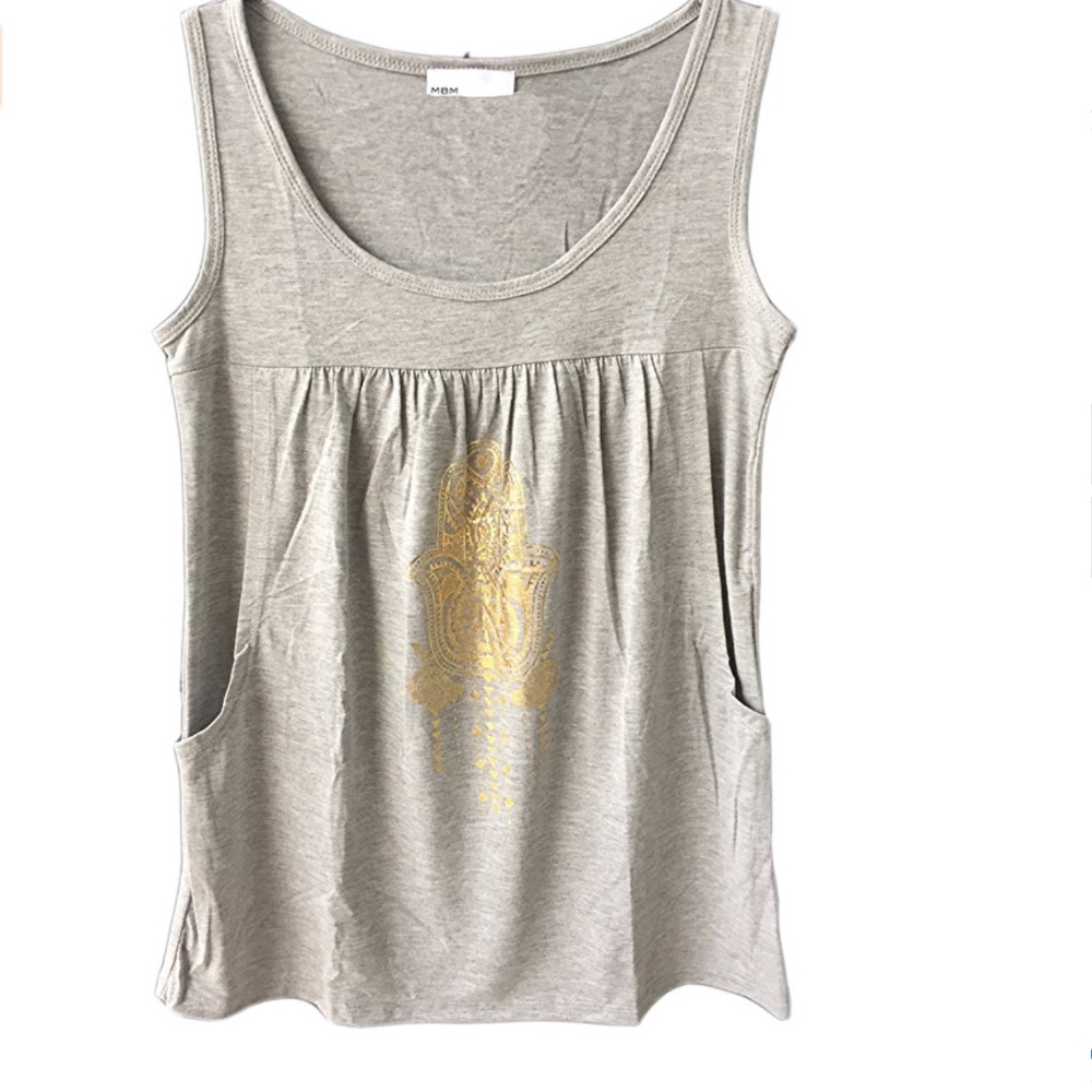 HUGE MOVING CLEARANCE SALE!! Hamsa Hand Gold Print Nursing Tank Top Breastfeed